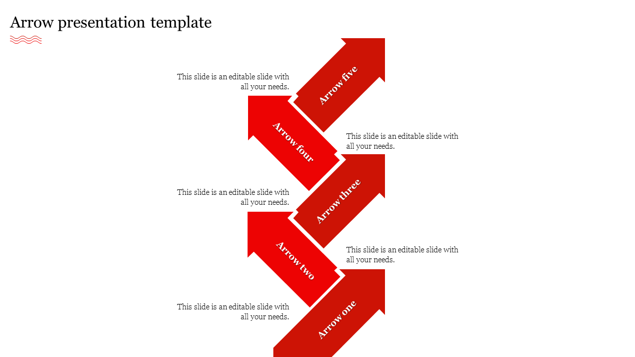 Free - Effective Arrow Presentation Template With Five Nodes
